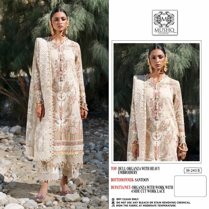 M 243 Mushq By Shraddha Organza Embroidery Pakistani Suits Orders In India